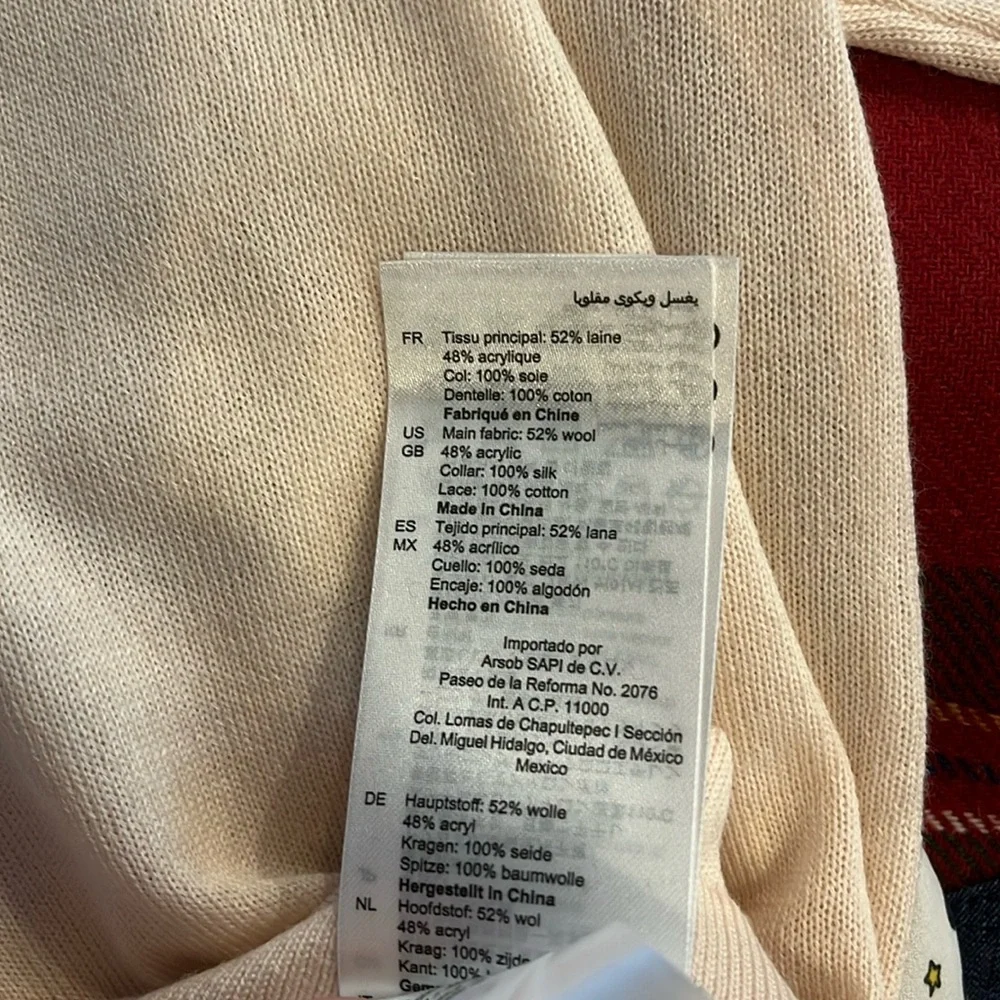 NWT Sandro Gorgeous Wool & Silk High Neck Knit Pearl Cuff sz 2/M - Picture 6 of 6